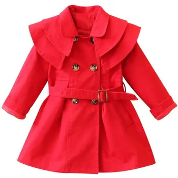 Nueva moda de invierno de los niños de la capa roja gris de Otoño chaqueta de moda de manga escudo del bebé de niña de bebé chaqueta 3-12Y