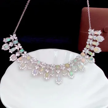 Nueva naturales ópalo collar de mujer 925 collar de plata de fuego de color brillante, súper de lujo de estilo elegante