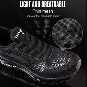 Nueva Onemix Cojín de Aire para Hombre Zapatillas para Mujer deporte zapatos para andar ligeros de malla transpirable vamp anti-skid zapatillas de deporte al aire libre