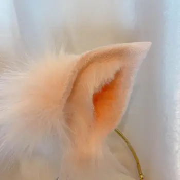 Nueva Rosa cerdito anime ia de la cola de la ia de cola de lobo oreja de gato oído fox pelo de las orejas aro personalizado COSPLAY