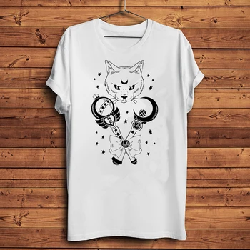 Nueva Sailor Moon Camisa De Anime Japonés Gato Negro T-Shirt Fresco Gótico Tee Unsex Punk Camiseta Hipster Tops