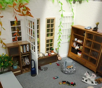 Nuevo 1:6 casa de muñecas en miniatura Mini DIY PUERTA del GRANERO el CARRIL de la DIAPOSITIVA del hogar muebles de cocina accesorios de los niños de Regalo de colección