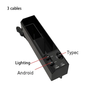 Nuevo Asiento de Coche de Grietas de la Caja de Almacenamiento USB Multi-función de Organizador con el cable de Carga del Interior del Coche Accesorios Organizador de las cosas