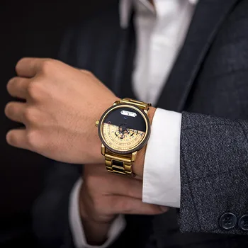 Nuevo Automática Reloj Mecánico PÁJARO BOBO de los Hombres reloj de Pulsera de Madera Regalos de Navidad para la Familia Dropship relogio masculino