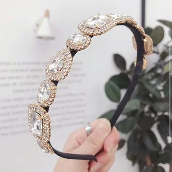 Nuevo de Alta gama de accesorios para el cabello de las mujeres de diamantes de imitación de super flash de aleación de diamantes de bellas lado de diadema diadema de las niñas de la moda hairaband