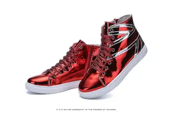 Nuevo de la Moda de Alta Superior Zapatos Casual Para Hombres de cuero de Patente zapatos de cordones para Hombre Casual Zapatos de los Hombres de Alta Superior Zapatos de Hip-hop zapatos