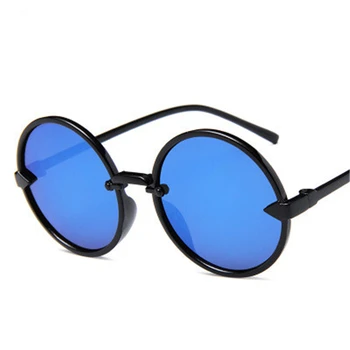 Nuevo Diseño de la Marca de Gafas de sol de las Mujeres de Color del Océano de la Lente de Espejo Clases Marco Círculo Gafas de Oculos UV400 Metal Female