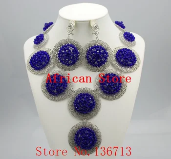 Nuevo Diseño Multistrand Nigeriano de la Joyería de la Boda Establece Con Rin de la Flor de las Mujeres de África Perlas de la Joyería Conjunto CC101-8 13918