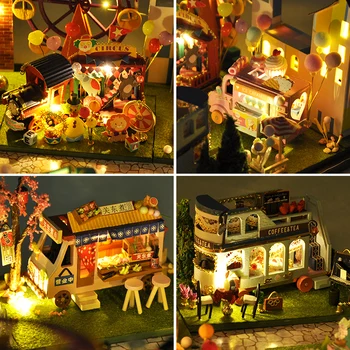 Nuevo DIY Mini Coche de la Tienda de Muñecas Mercado de la Noche de la Flor de Kanto Kit Montado en Miniatura, con Muebles de Casa de Muñecas, Juguetes para los Niños de las Niñas 75159