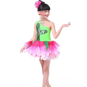 Nuevo Día de los Niños Chinos de Realizar los Disfraces de los Niños Escaparate de Jazmín de Baile Vestidos de Pétalos de Ropa de la Etapa de Rendimiento de Ropa