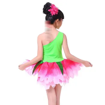 Nuevo Día de los Niños Chinos de Realizar los Disfraces de los Niños Escaparate de Jazmín de Baile Vestidos de Pétalos de Ropa de la Etapa de Rendimiento de Ropa