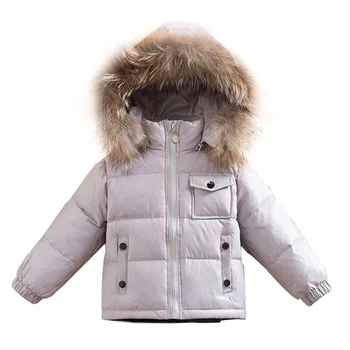 Nuevo estilo de las niñas chaquetas de invierno cálido Y Parkas sólido niños ropa de invierno de la moda de piel de niños chaquetas de moda traje de nieve