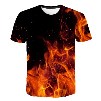 Nuevo Incendio Popular de la Novedad de la Camiseta de las Mujeres de los Hombres la Impresión 3D de la Suelta de la Camiseta de Verano Casual de Manga Corta Tops y Camisetas Hip Hop de la Calle 936