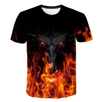 Nuevo Incendio Popular de la Novedad de la Camiseta de las Mujeres de los Hombres la Impresión 3D de la Suelta de la Camiseta de Verano Casual de Manga Corta Tops y Camisetas Hip Hop de la Calle