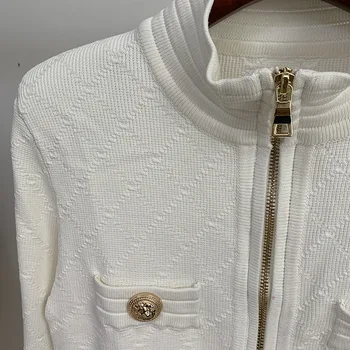 Nuevo Invierno Otoño Blanco/Negro Suéter De Punto Cardigan 2020 De La Marca De Los Diseñadores Cálida Chaqueta De Abrigo De Mujer