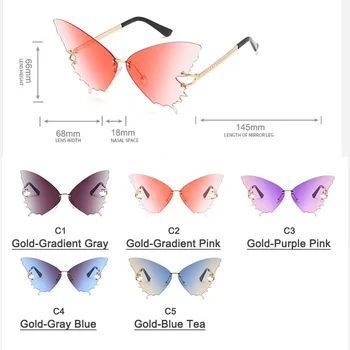 Nuevo Mariposa Gafas De Sol De Las Mujeres De La Moda De Gran Marco De Gradiente De Color Gafas De Tendencia De Damas De Calle Al Aire Libre Espectáculos