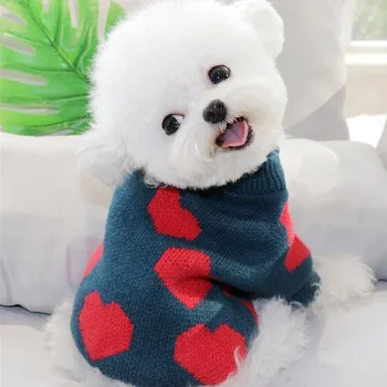 Nuevo Otoño y el invierno ropa de amor impresión de mascota gato de Peluche Bichon Pomerania VIP pequeños perros Schnauzer de ropa de perro suéter de punto