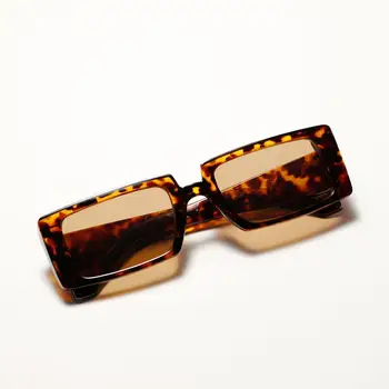 Nuevo Pequeño Rectángulo de Gafas de sol de las Mujeres de los Hombres de la Vendimia de la Marca del Diseñador de la Plaza de Gafas de Sol de Tonos Femeninos UV400 Leopardo Rojo de las Gafas de sol