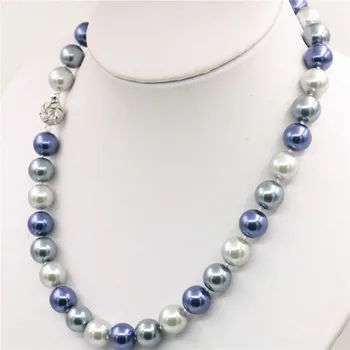 Nuevo y Hermoso Encantador Bastante Tribu de 12mm Multicolor Concha de Mar de la Perla del Collar de la Joyería de la Moda Regalos Para la Niña de las Mujeres de 18
