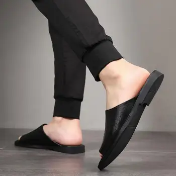 Nuevos Hombres De La Moda De Zapatillas Fuera De Cuero Real De Spandex Zapatos Masculinos Suave, Fácil Para Que Coincida Con Cool A La Moda De Los Hombres Zapatos De Verano Dropshipping 5780