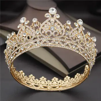 Nupcial Corona De La Tiara De La Reina Rey Diadema Tocados Novia Cricel De La Boda De La Corona Del Pelo De La Joyería De Accesorios De La Cabeza