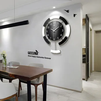 Nórdica de estilo Sencillo y moderno diseño de oscilación del reloj de pared para la sala de estar creativo reloj de madera casa de arte de la decoración del reloj de cuarzo