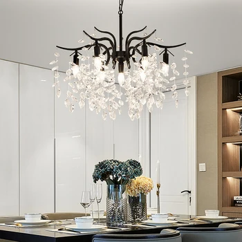 Nórdico Moderno LED K9 Lámparas de araña de Cristal de Lujo lustre pendente de Oro Negro Iluminación de la lámpara de salón Dormitorio Cocina