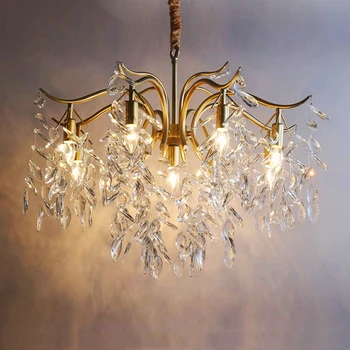 Nórdico Moderno LED K9 Lámparas de araña de Cristal de Lujo lustre pendente de Oro Negro Iluminación de la lámpara de salón Dormitorio Cocina