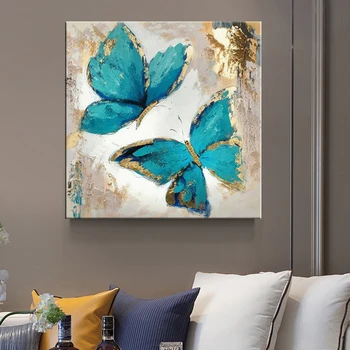 Nórdico y Minimalista Mariposa Azul Animal Pintura en tela, la Impresión del Cartel Nórdicos Escandinavos Arte de la Guardería de la Pared la Imagen de la Sala de arte de la decoración