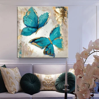 Nórdico y Minimalista Mariposa Azul Animal Pintura en tela, la Impresión del Cartel Nórdicos Escandinavos Arte de la Guardería de la Pared la Imagen de la Sala de arte de la decoración