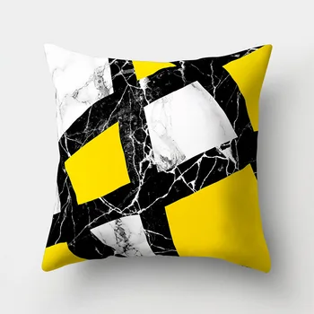 Nórdicos amarillo geométricas funda de almohada de mármol de terciopelo cojín funda de almohada