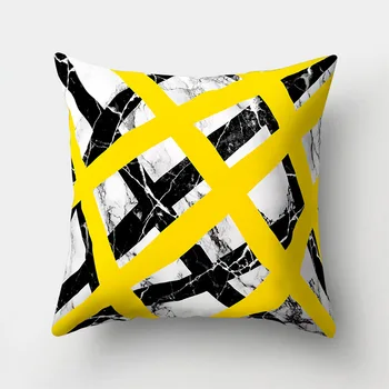 Nórdicos amarillo geométricas funda de almohada de mármol de terciopelo cojín funda de almohada