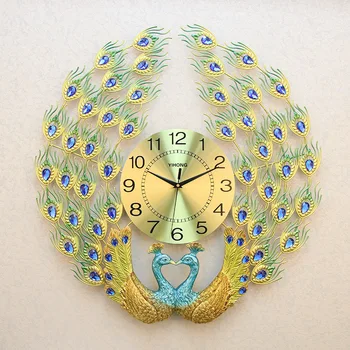 Nórdicos Casa Moderna Sala de estar Reloj de Pared Creativos 3Ddiy pavo real de Silencio del Reloj Reloj De Pared de la Moda Decorativo Reloj de Cuarzo de Calor 22433