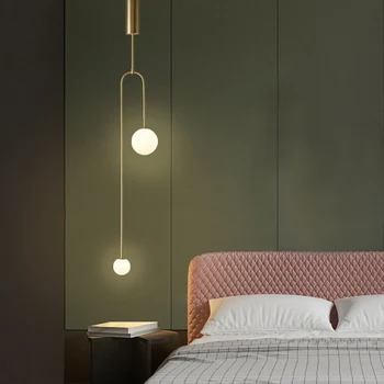 Nórdicos creativo de diseño moderno comedor dormitorio mesilla de noche de luces colgantes de oro de una sola lámpara colgante geométrico de la línea de luz de la luminaria
