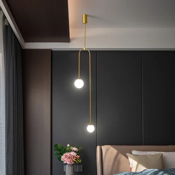 Nórdicos creativo de diseño moderno comedor dormitorio mesilla de noche de luces colgantes de oro de una sola lámpara colgante geométrico de la línea de luz de la luminaria