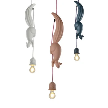 Nórdicos de la Resina de la Ardilla Led lámparas Colgantes Modernas Industrial Colgantes Animales de la Lámpara para la Habitación de los Niños de la Cocina Loft Accesorios de Decoración