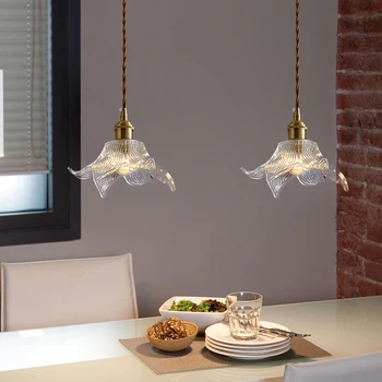Nórdicos de vidrio, lámparas colgantes de estilo Japonés de latón titular comedor cocina suspensiones luminaria restaurante bar cafe hanglamp 20570