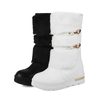 Ocupado Chica de Botas de Invierno de las Mujeres de Dulce de Arranque con Estilo Flat Grey Zapatos Botas de Nieve de más el tamaño de 35-43