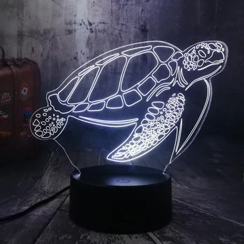 Océano de la Natación de los Animales Tortuga Chelonia mydas Tortugas Marinas 3D Luz de Noche LED Lámpara de Escritorio del Partido de la Decoración del Hogar, Chico de Juguete de Navidad de la Lámpara