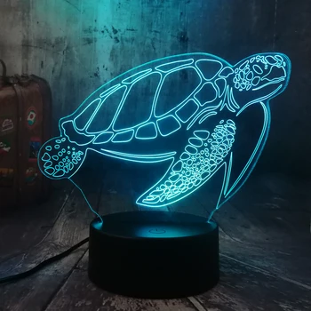 Océano de la Natación de los Animales Tortuga Chelonia mydas Tortugas Marinas 3D Luz de Noche LED Lámpara de Escritorio del Partido de la Decoración del Hogar, Chico de Juguete de Navidad de la Lámpara