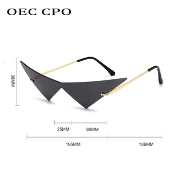 OEC CPO de gran tamaño de ojo de Gato de Montura de Gafas de sol de las Mujeres de la Moda de Una sola Pieza de la Lente de Gafas de Sol de Tendencia Femenina Triángulo de las Gafas de los Hombres UV400