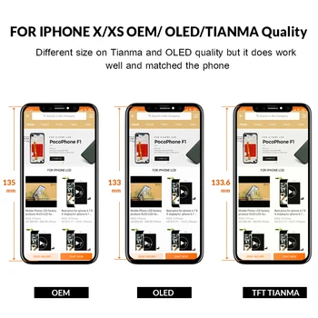 OEM LCD Para el iPhone XS Con Digitalizador 3D de la Pantalla Táctil del Reemplazo de Piezas de Montaje Para el iPhone XS LCD Apoyo True-Tone