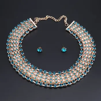 OEOEOS de Oro de Color de Cristal de la Joyería Nupcial Conjuntos de África Perlas de diamantes de imitación de la Boda del Collar de los Pendientes de Conjuntos