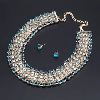 OEOEOS de Oro de Color de Cristal de la Joyería Nupcial Conjuntos de África Perlas de diamantes de imitación de la Boda del Collar de los Pendientes de Conjuntos