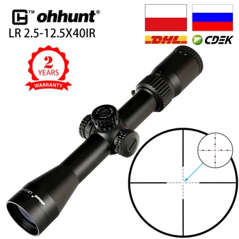 Ohhunt LR 2.5-12.5X40 IR a la Caza Alcance Mil Dot Vidrio Grabado Retículo Rojo de la Iluminación de las Torretas de Bloqueo de Reinicio Táctica Riflescope