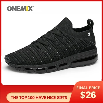 ONEMIX Libre Deslizamiento de punto de los Hombres de Aire Funcionando Zapatillas de deporte al aire libre Zapatos de Trotar Luz al aire libre Fresco Zapatillas Para Caminar de Gran Tamaño 36-47