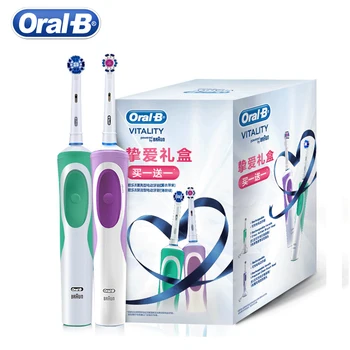 Oral B D12 Cepillo De Dientes Eléctrico Por Ultrasonidos Par De Conjunto De Rotación De Batería Recargable De Vitalidad Cepillo De Dientes Eléctrico Oral Higiene Cabezas