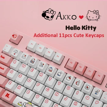 Original AKKO Pink Kitty Cat Cable Mecánico Gaming Keyboard con Interruptor de 87 108 Teclas PBT Equipo Gamer de Tipo C, Cable 13862