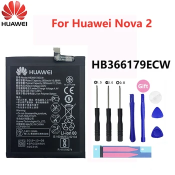Original Hua Wei Reemplazo de la Batería Para Huawei Nova 2 CAZ-TL00 CAZ-AL10 Nova2 HB366179ECW Genuino de la Batería del Teléfono 2950mAh