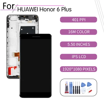 Original Para Huawei Honor6 Plus LCD de Pantalla Táctil Digitalizador Asamblea Para Huawei Honor6 Plus Pantalla withFrame Reemplazo PE-TL10 2840